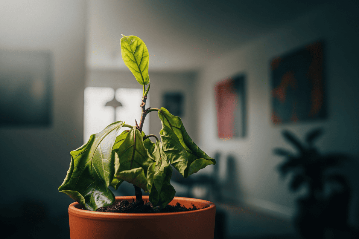 Planta de interior morrendo sem cuidados