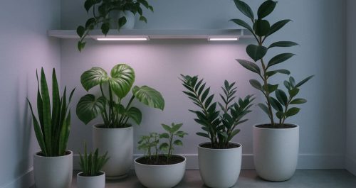 Uso de luz artificial no cultivo de plantas: design contemporâneo e eficiência no crescimento verde dentro de casa.