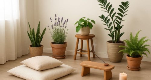 Transforme qualquer canto em um espaço de calma com plantas e elementos naturais.