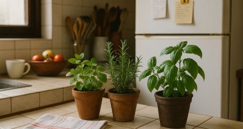 Use 3 ervas fáceis de manter – hortelã, alecrim e manjericão – para eliminar odores na geladeira e purificar o ar da sua cozinha.