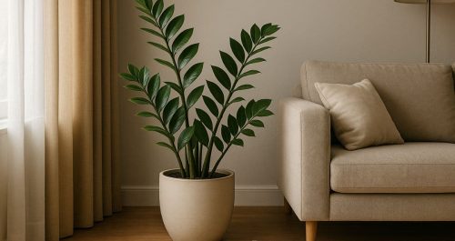 Zamioculca: a planta que ama sombra e transforma qualquer canto escuro em um refúgio verde e acolhedor.