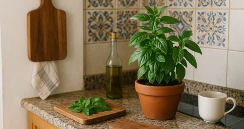 Manjericão na cozinha: aromático, protege e afasta baratas naturalmente.