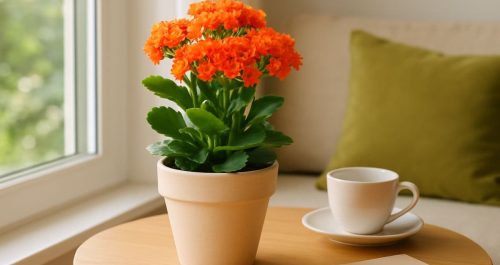 Planta simples melhora o humor com suas flores vibrantes em um ambiente iluminado e acolhedor.