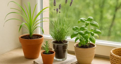 Citronela, lavanda e manjericão são plantas que espantam naturalmente os pernilongos — e ainda deixam a casa mais charmosa e fresca.